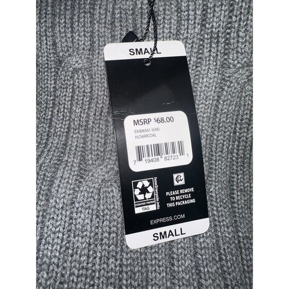 Express Men's 100% Cotton Crew Neck Warm Cable Knit Sweater Grey Size Small - Picture 3 of 4